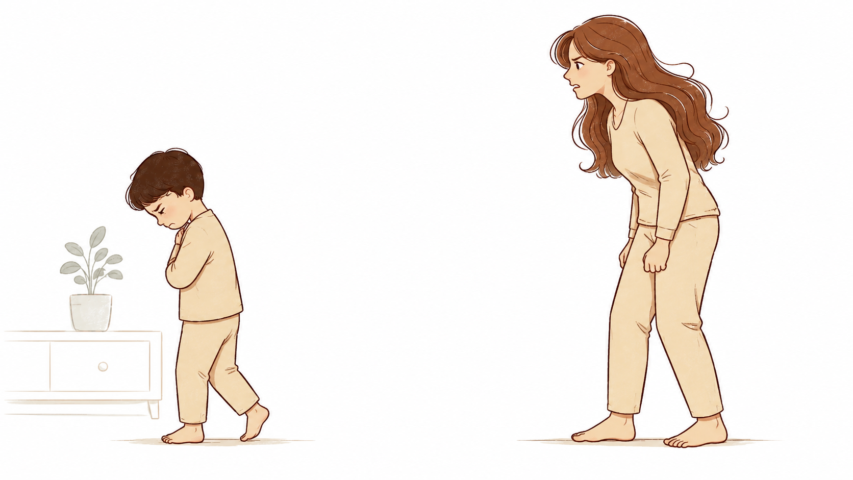 A dad mid-rupture — face tight, voice was up. His son stepping back, shoulders hunched, face crumpling. The distance between them is the whole scene.
