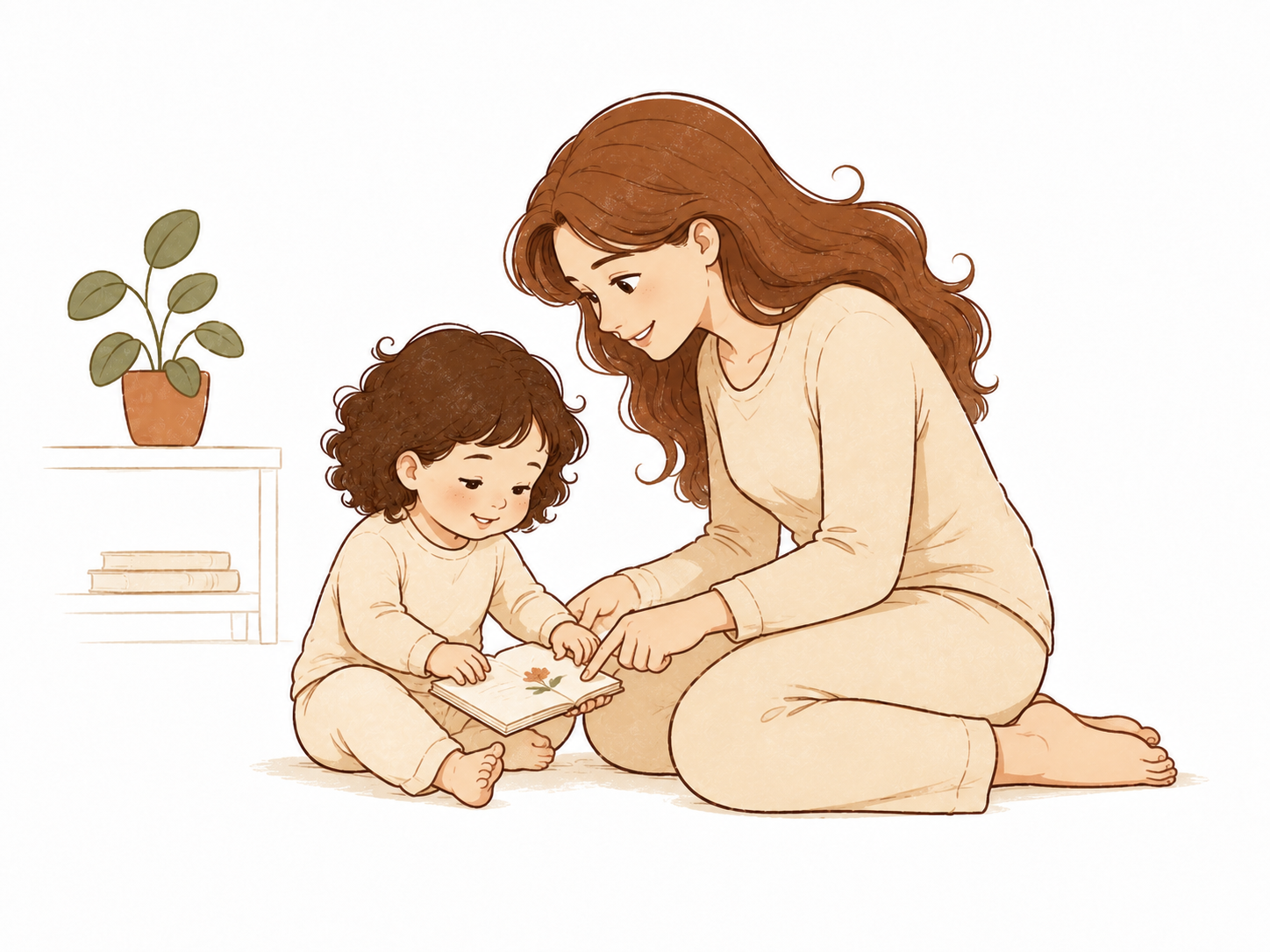 Mom and daughter back in the same room after the storm, sitting close and reading together — the distance gone, the relationship held
